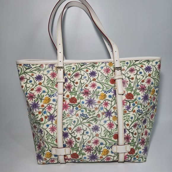 Dooney Bourke Botanical Floral Flowers Large East West Shopper Tote Bag Purse - Picture 5 of 16